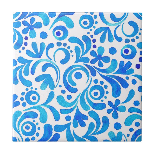 Botânica Vibrante Azul e Branco (Frente)