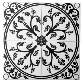 Botanical Abstract Circle Vintage Black and White