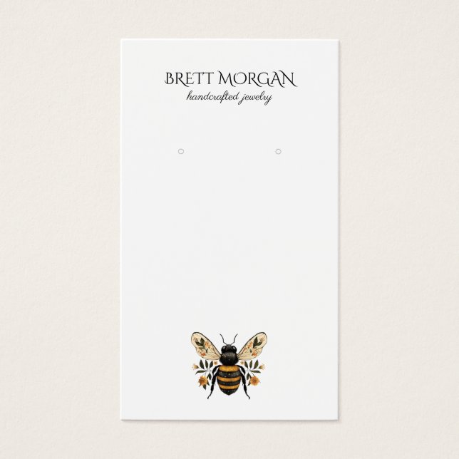 Botanical  Bee Earring Jewelry Display Card (Frente)