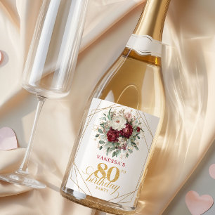 Botanical Blush Burgundy Champanhe de 80 Anos de I