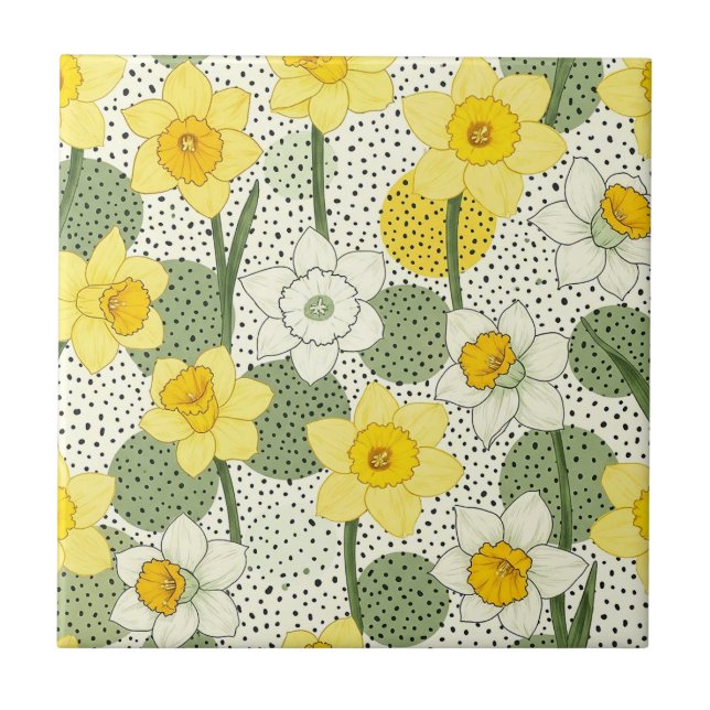 Botanical Daffodil Floral Geometric Pattern (3) (Frente)
