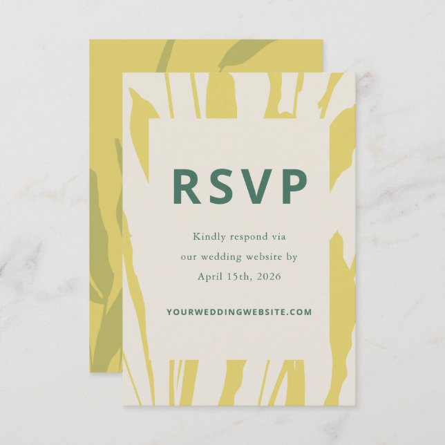 Botanical Sketch Citrus Wedding RSVP Card (Frente/Verso)
