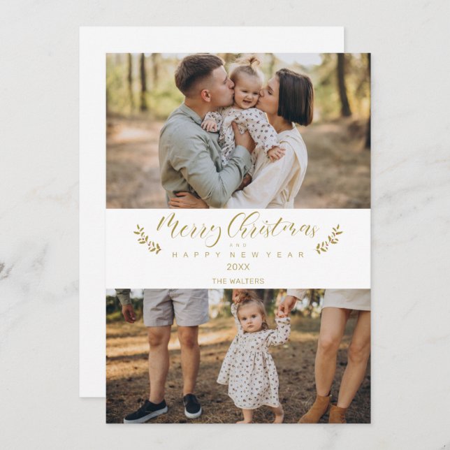Botanical Themed Christmas Custom Photo Script (Frente/Verso)