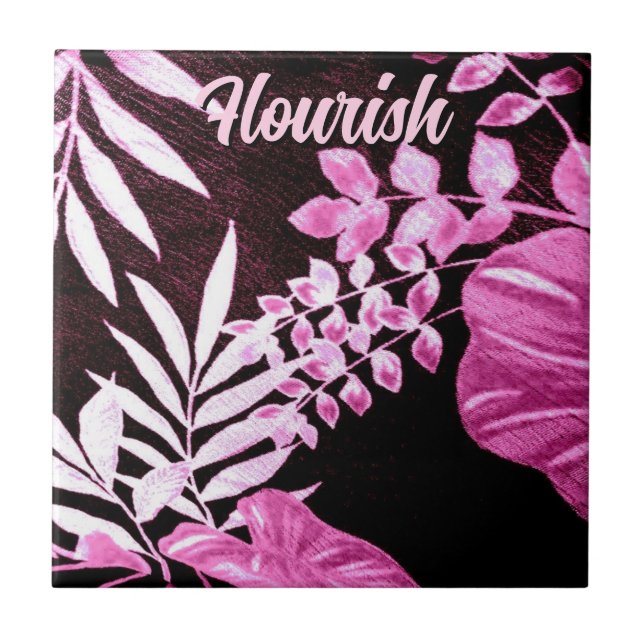 Botanical Tropical Leaves Palm Pink Personalized (Frente)