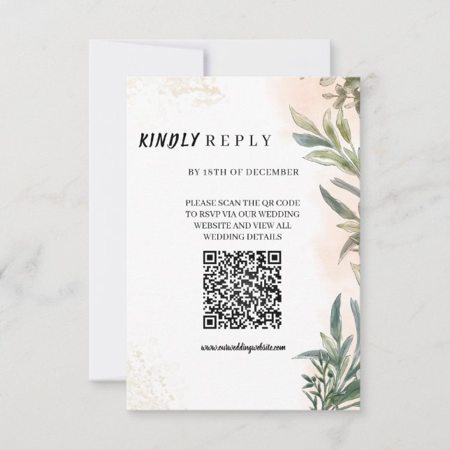 Botanical Watercolor Wedding RSVP Card  (Frente)