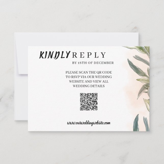 Botanical Watercolor Wedding RSVP Card  (Frente)