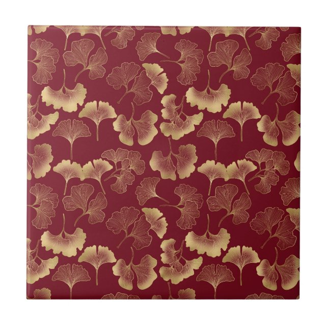 Botânico Ouro de Luxo em Vermelho para Estilo Chic (Frente)