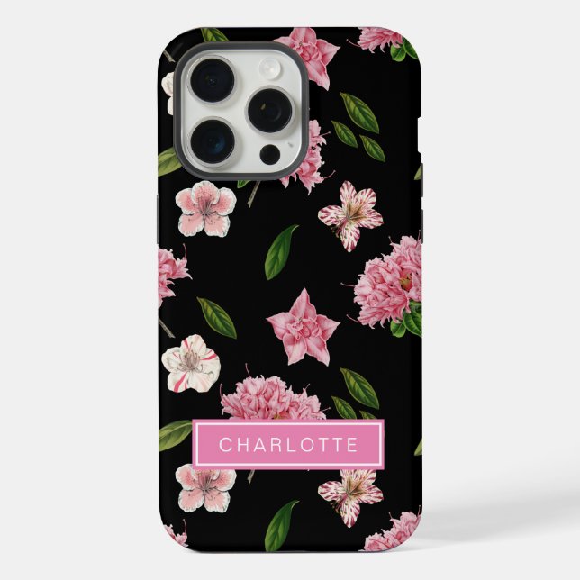 Botânico Preto com Flores Rosa  (Verso)