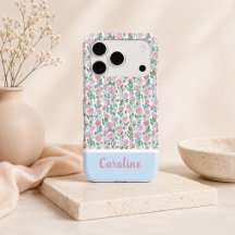Botânico Rosa Rosa Bebê Listra Azul Nome Feminino