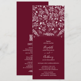 Botânico Tudo Em Um Convite De Casamento Burgundy