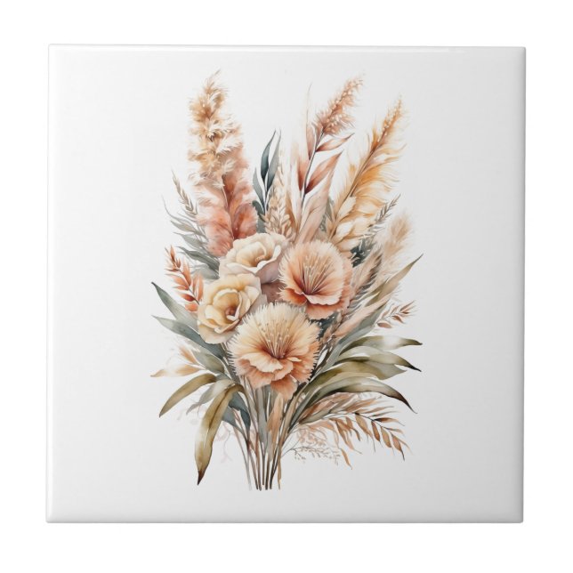 Botânicos de Grama de Pampas Boho para Cozinha Ban (Frente)