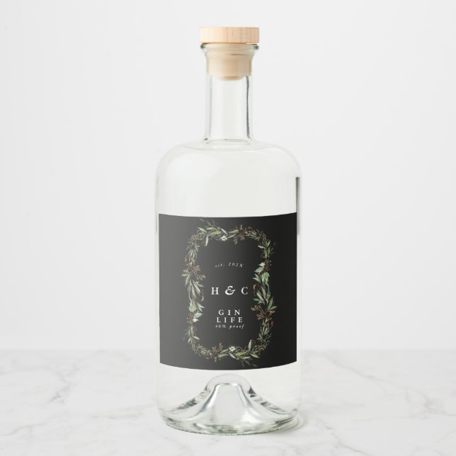 Botânicos Negros Dourados Modernos Eucalyptus Gin  (Frente)