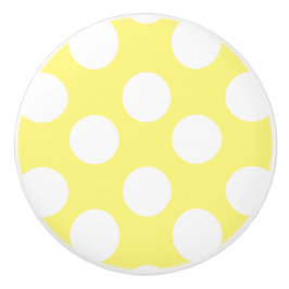 Botão amarelo e branco da mobília das bolinhas