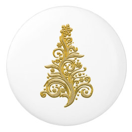 Botão da Árvore de Natal Dourado da Vintage Retro