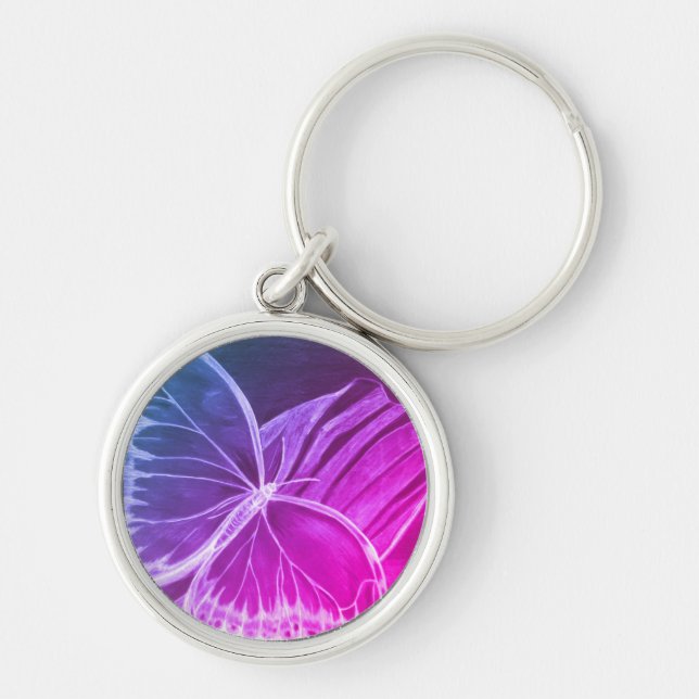 Botão de Borboleta Roxo Chaveiro (Frente)