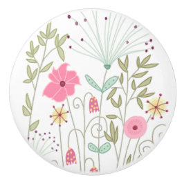 Botão de Cerâmica de Flores Silvestres Caprichosas