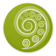 Botão de cerâmica Elegante de Curls e Rochas Verde