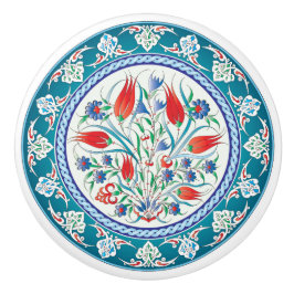 Botão De Cerâmica Floral Oriental