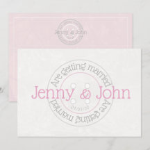 Botão de costura rosa & colocar convite para casam