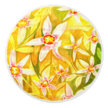 Botão de porta cerâmico da Aquarela floral bonita