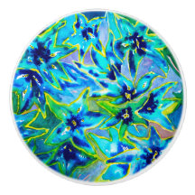 Botão de porta cerâmico da Aquarela floral bonita