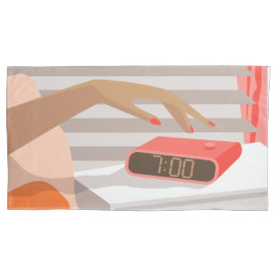 Botão de snooze do despertador da mão das mulheres