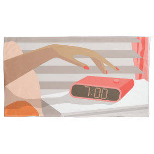 Botão de snooze do despertador da mão das mulheres
