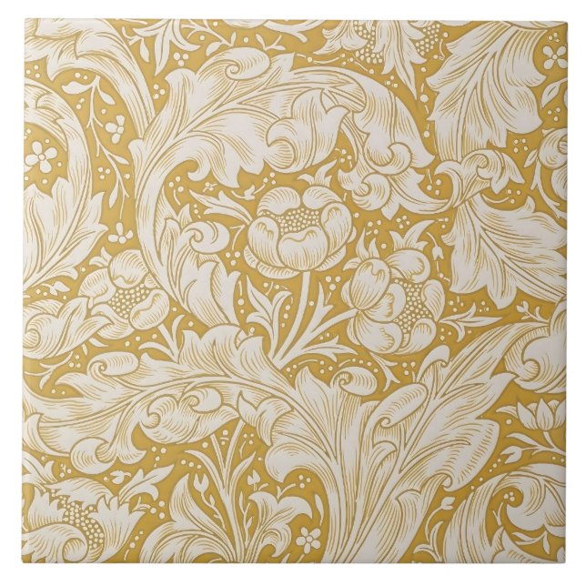 Botão de Solteiro Floral Dourado de William Morris (Frente)