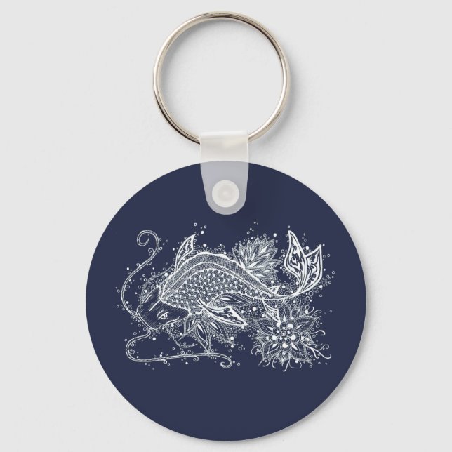 Botão de Tatuagem Koi Chaveiro (Frente)