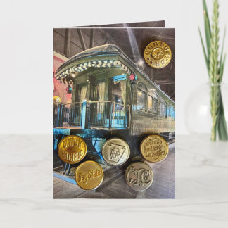Botão de trem cartão postal ferroviário
