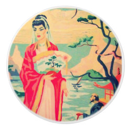 Botão do Chinoiserie PBN do vintage