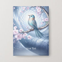 Botão Floral Pássaro Azul