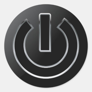 Botão Liga/Desliga Adesivo redondo clássico, brilh