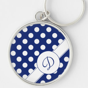 Botão Monograma Chaveiro Azul Escuro E Pontos Bran