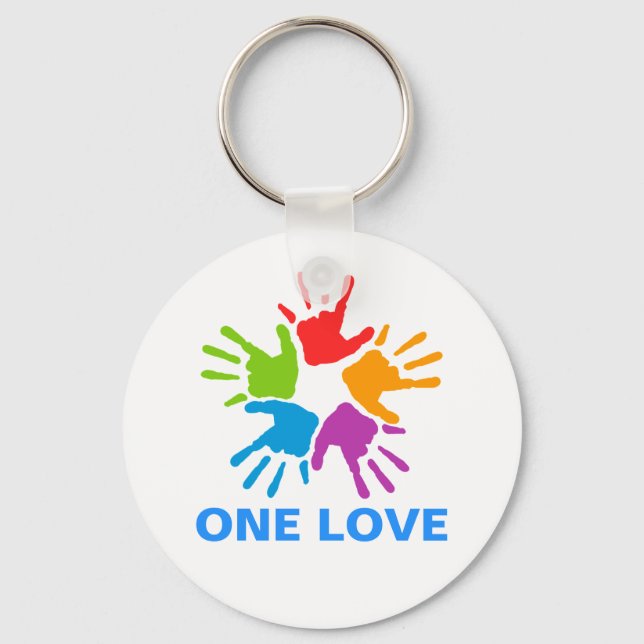 Botão One Love Rainbow Hands Chaveiro (Frente)