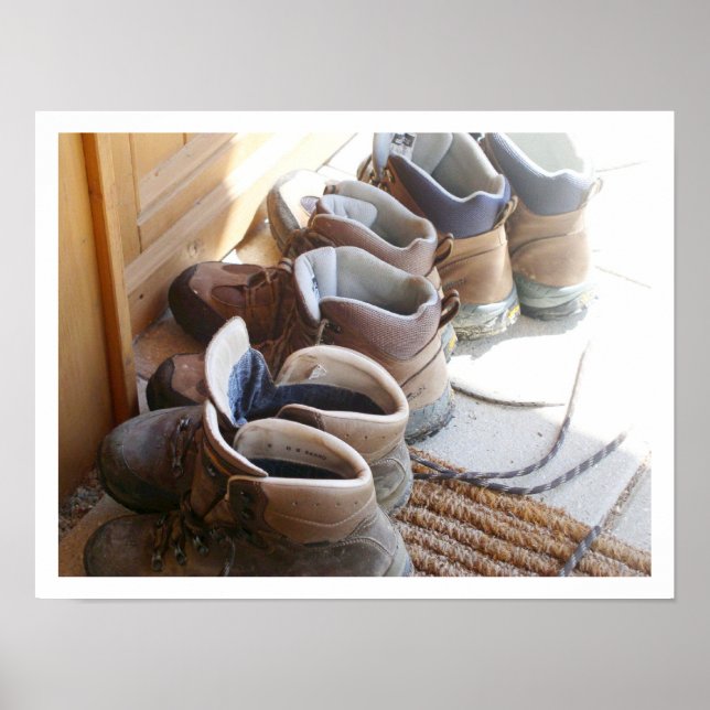 Botas de caminhada em uma Poster de linha (Frente)