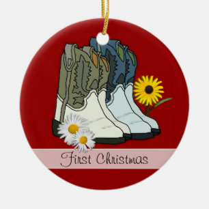 Botas de Cowboy, Primeiro Natal Enfeite Personaliz