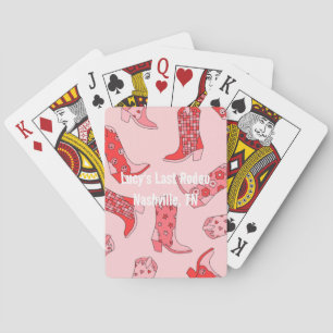 Botas de Cowgirl Rosa Bonito Cartas de Baralho