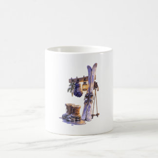 Botas de Esqui de Inverno e Caneca de Café Lantern