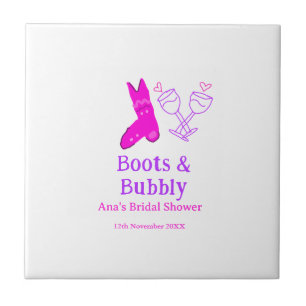Botas e champanhe borbulhante fralda de noiva rosa