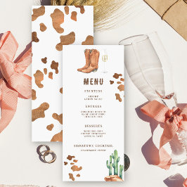 Botas ocidentais e menu de chá de noiva espumante