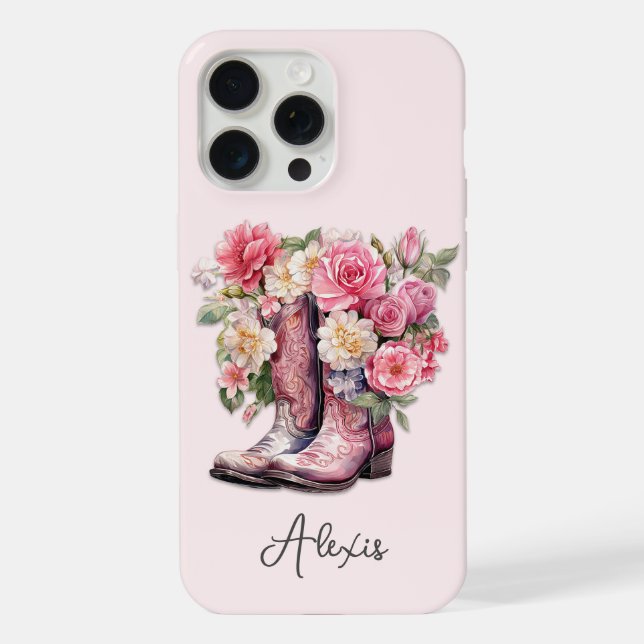 Botas Rosa com Flores Monogramadas (Verso)