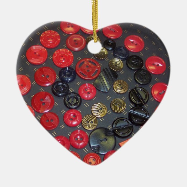 Botões Vermelhos e Pretos Vintage, Ornamento (Frente)
