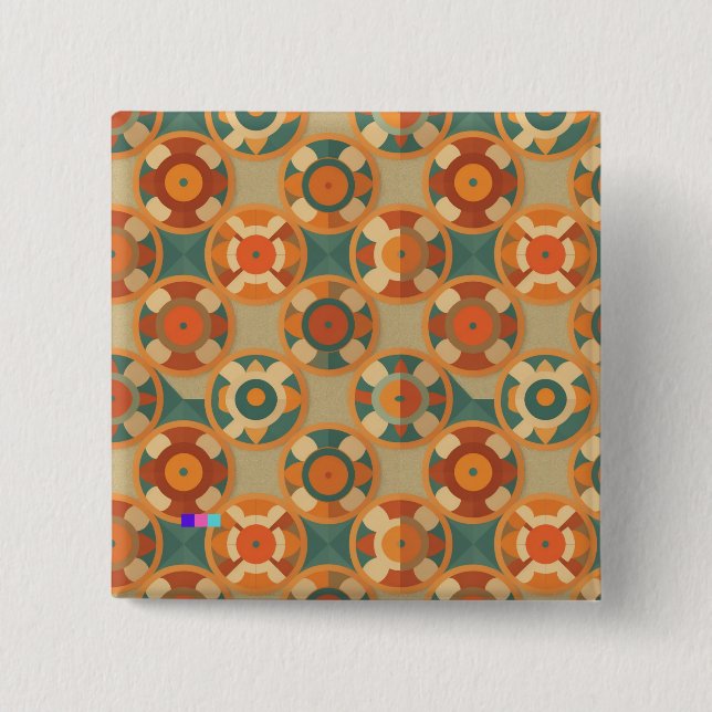 BÓTON QUADRADO 5.08CM ヴィンテージの魅力が詰まった、レトロな模様 (Frente)