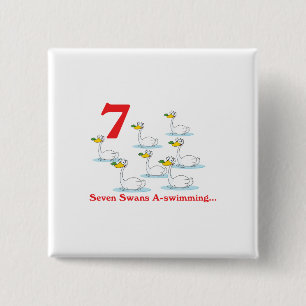 Bóton Quadrado 5.08cm 12 dias sete cisnes a nadar