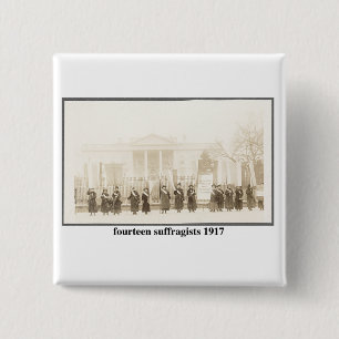 Bóton Quadrado 5.08cm 14 Sufragistas, 1917