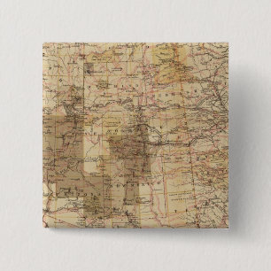 Bóton Quadrado 5.08cm 1878 Mapa de progressos dos Inquéritos Geográfic