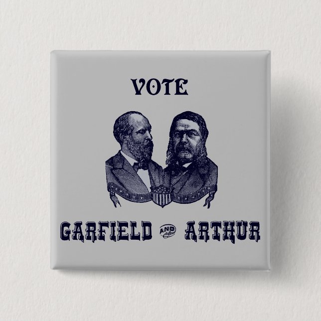 Bóton Quadrado 5.08cm 1880 voto Garfield e Arthur, azuis (Frente)