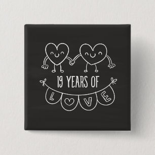 Bóton Quadrado 5.08cm 19º aniversário do Gift Chalk Hearts