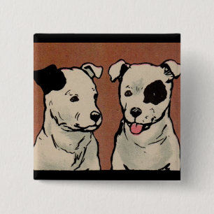 Bóton Quadrado 5.08cm 1914 dois cães